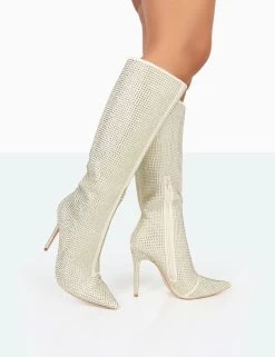Lexi Gold Diamante Stiletto Knee High Boots -Chic Footwear Shop 771A9951 10a2a902 3e7d 4341 88f3 4a2120b38975