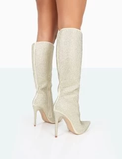 Lexi Gold Diamante Stiletto Knee High Boots -Chic Footwear Shop 771A9952 123dff38 2f23 43e7 a425 b5d1062811b6