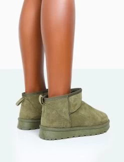 Flurry Khaki Faux Suede Ultra Mini Ankle Boots -Chic Footwear Shop 771A9969 3a536c78 5d33 4e2f b156 a3f9eb8dedf9