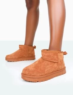 Flurry Chestnut Brown Faux Suede Ultra Mini Ankle Boots -Chic Footwear Shop 771A9971 9f6f79fb 9860 4af9 b998 9b1d952433a4