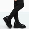 New-Me Black Pu And Knit Over The Knee Chunky Sole Sock Fit Boots 2 New-Me Black Pu And Knit Over The Knee Chunky Sole Sock Fit Boots -Chic Footwear Shop 771A9996