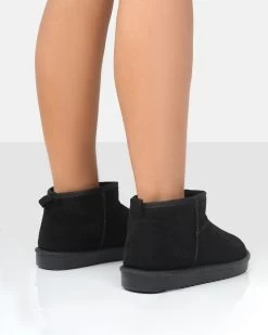 Frosty Black Faux Suede Ultra Mini Ankle Boots -Chic Footwear Shop 8 619068cc dbc4 44b8 a903 4fd2dfbdef22