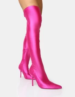 Instinct Pink Lycra Pointed Toe Stiletto Thigh High Boots 10 Instinct Pink Lycra Pointed Toe Stiletto Thigh High Boots -Chic Footwear Shop 9 071e5e69 99b9 4cc6 aa4d 2f9828a1d6a4