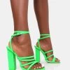 Tobi Neon Lime Strappy Square Toe High Block Heels -Chic Footwear Shop 9 55aeb556 89f2 454d aef4 6af370f1a0c2