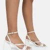 Kasia White Croc Strappy Square Toe Mid Flared Block Heels 2 Kasia White Croc Strappy Square Toe Mid Flared Block Heels -Chic Footwear Shop AQ4A0006