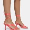 Esla Coral Satin Multi Strap Lace Up Square Toe Mid Stiletto Heels 1 Esla Coral Satin Multi Strap Lace Up Square Toe Mid Stiletto Heels -Chic Footwear Shop AQ4A0011