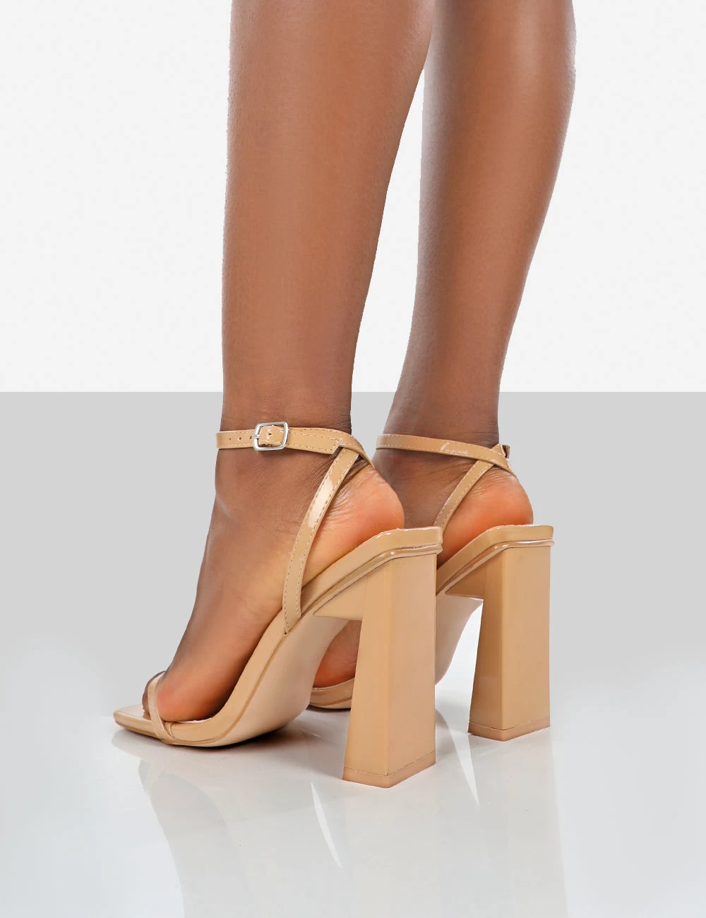 Charlotte Camel Patent Square Toe Strappy Block Heels 4 Charlotte Camel Patent Square Toe Strappy Block Heels - Image 2