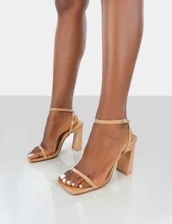 Charlotte Camel Patent Square Toe Strappy Block Heels 8 Charlotte Camel Patent Square Toe Strappy Block Heels -Chic Footwear Shop CHARLOTTEPATENTCAMELSIDE