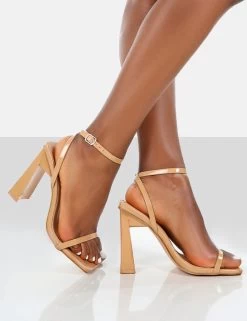 Charlotte Camel Patent Square Toe Strappy Block Heels 9 Charlotte Camel Patent Square Toe Strappy Block Heels -Chic Footwear Shop CHARLOTTEPATENTCAMELWALKING