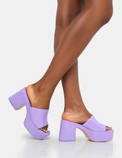 Ariel Lilac Patent Mule Chunky Mid Platform Heels -Chic Footwear Shop IMG 0265