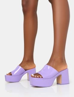 Ariel Lilac Patent Mule Chunky Mid Platform Heels -Chic Footwear Shop IMG 0267