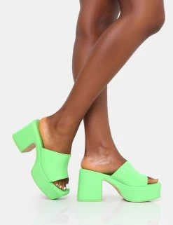 Ariel Green Patent Mule Chunky Mid Platform Heels -Chic Footwear Shop IMG 0269