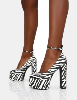 Donatella Zebra Print Ankle Strap Rounded Toe Platform Block Heels 9 Donatella Zebra Print Ankle Strap Rounded Toe Platform Block Heels -Chic Footwear Shop IMG 0693