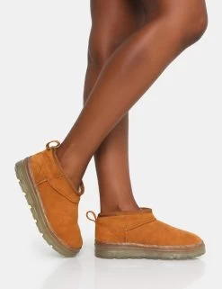 Bambi Tan Faux Suede Ultra Mini Ankle Boots -Chic Footwear Shop IMG 0717