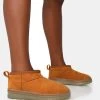 Bambi Tan Faux Suede Ultra Mini Ankle Boots -Chic Footwear Shop IMG 0720