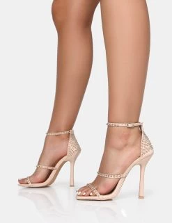 Golda Nude Diamante Strappy Barely There Square Toe Stiletto Heels 10 Golda Nude Diamante Strappy Barely There Square Toe Stiletto Heels -Chic Footwear Shop IMG 1143