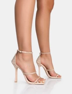 Golda Nude Diamante Strappy Barely There Square Toe Stiletto Heels 11 Golda Nude Diamante Strappy Barely There Square Toe Stiletto Heels -Chic Footwear Shop IMG 1146