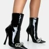 Orla Black Patent Diamante Bow Pointed Toe Stiletto Ankle Boots -Chic Footwear Shop IMG 1163