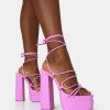 Glow Girl Bubblegum Pink PU Lace Up Platform Heels -Chic Footwear Shop IMG 1323