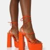 Glow Girl Orange Croc Lace Up Platform Heels -Chic Footwear Shop IMG 1327copy