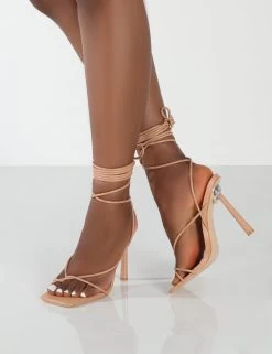 Lacey Wide Fit Nude PU Square Toe Strappy Lace Up Stiletto Heels -Chic Footwear Shop LaceyNudeDetail b1b73856 e201 47d3 8773 ba6a8390b5f8