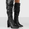 Mine Wide Fit Black PU Knee High Boots