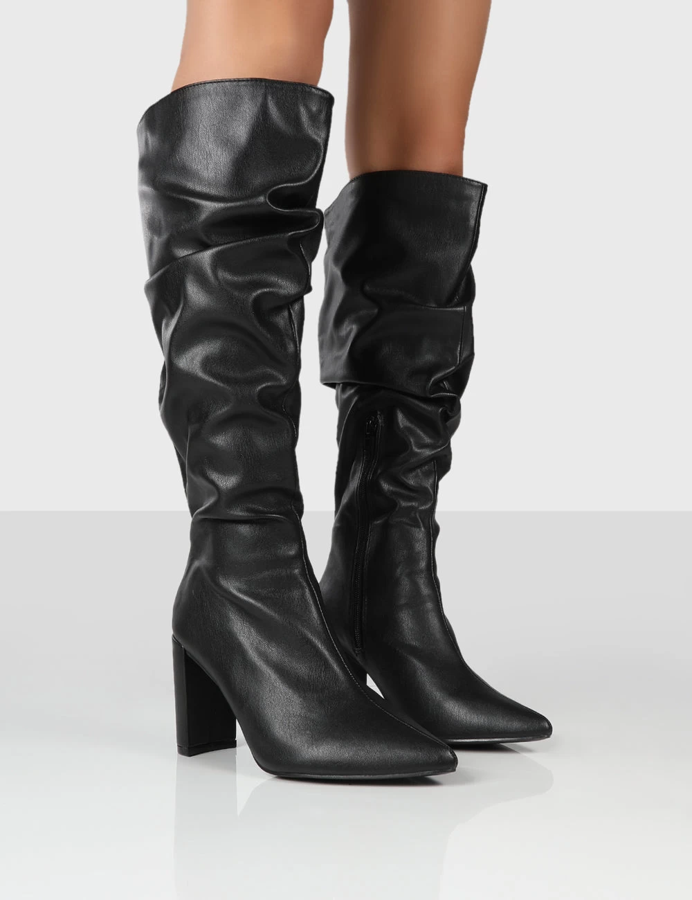 Mine Wide Fit Black PU Knee High Boots 3 Mine Wide Fit Black PU Knee High Boots
