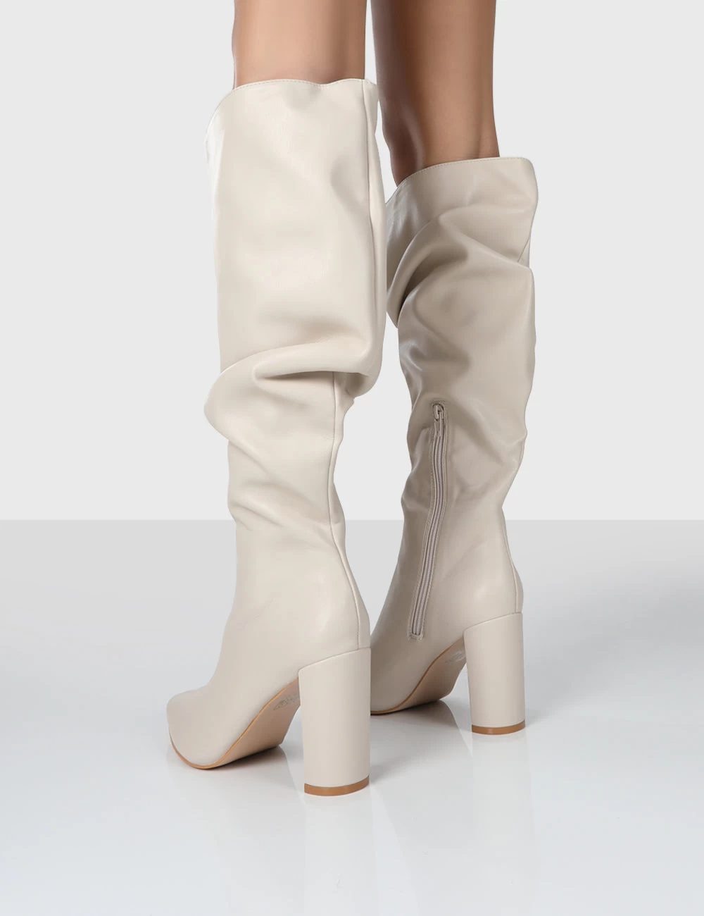 Mine Wide Fit Stone PU Knee High Boots 4 Mine Wide Fit Stone PU Knee High Boots - Image 2