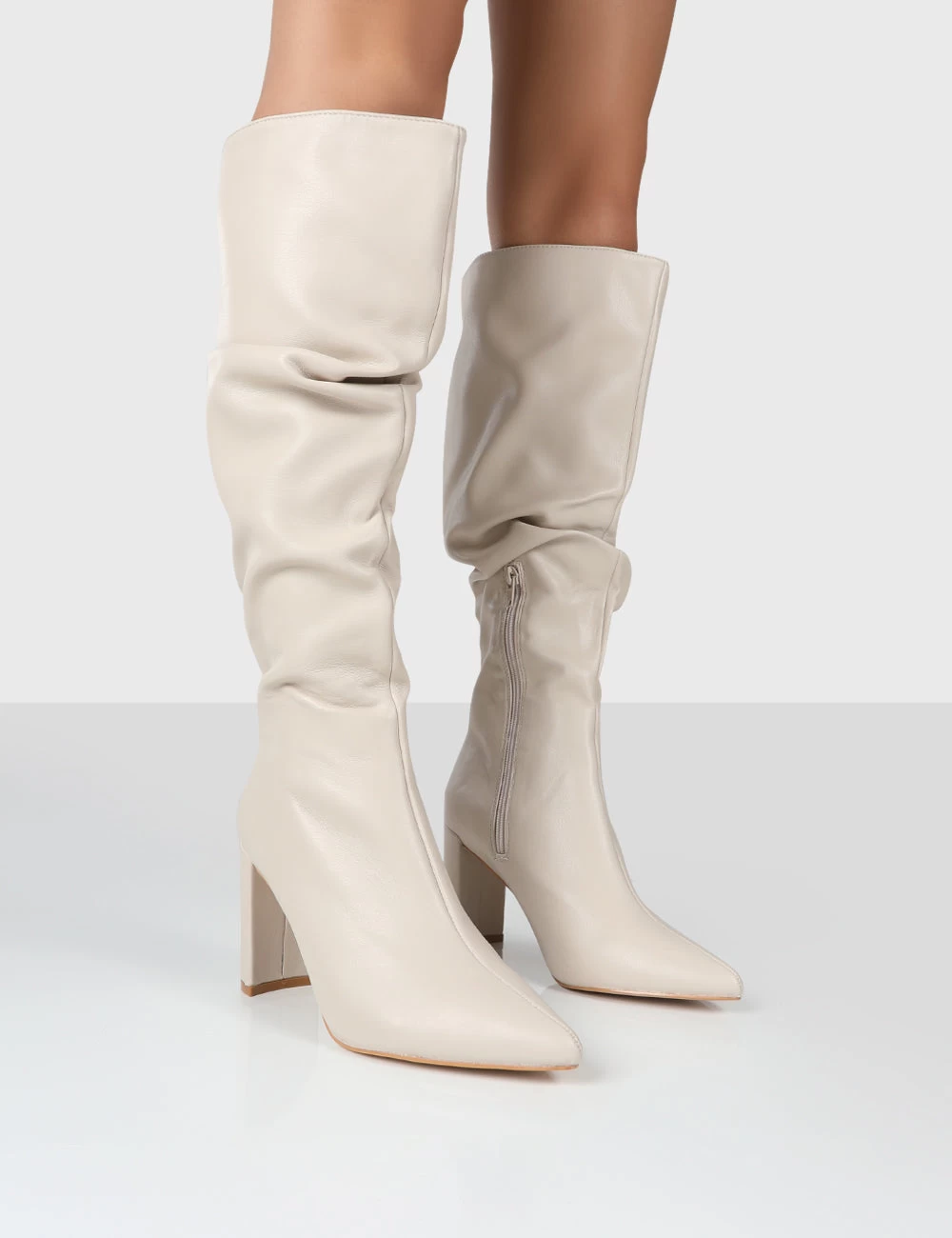 Mine Wide Fit Stone PU Knee High Boots 3 Mine Wide Fit Stone PU Knee High Boots