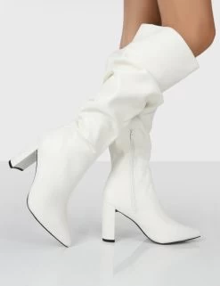 Mine Wide Fit White PU Knee High Boots -Chic Footwear Shop MINEWFWHITEWALKING 52f08246 5fda 4b86 875f 8d5e02cbed8c