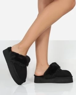 Cosy Black Faux Suede Platform Slider Slipper -Chic Footwear Shop PDECOMTEMPLATE2copy11