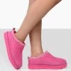 Tamsin Pink Faux Suede Embroidered Slipper Boots