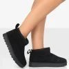 Flurry Black Faux Suede Ultra Mini Ankle Boots