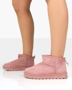 Flurry Pink Faux Suede Ultra Mini Ankle Boots -Chic Footwear Shop PDECOMTEMPLATE2copy 2b806840 7bfa 49a1 b719 13ba91f7a92d