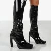 Peppa Black Patent Block Heel Knee High Boots 2 Peppa Black Patent Block Heel Knee High Boots -Chic Footwear Shop PEPPABLACKPATENTFRONT111