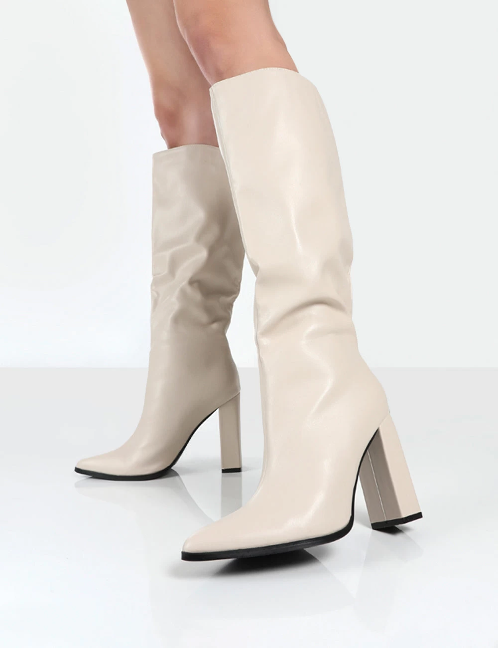 Posie Stone Pu Knee High Block Heel Boots 5 Posie Stone Pu Knee High Block Heel Boots - Image 3