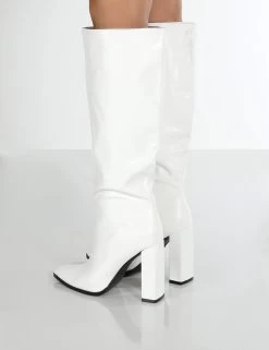 Posie Wide Fit White Pu Knee High Block Heel Boots 9 Posie Wide Fit White Pu Knee High Block Heel Boots -Chic Footwear Shop PosieWhiteBack ea503f95 ea83 4e31 88a9 78fde149a9da