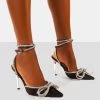 Midnight Black Wrap Around Diamante Bow Pointed Toe High Heel 2 Midnight Black Wrap Around Diamante Bow Pointed Toe High Heel -Chic Footwear Shop Untitled 1