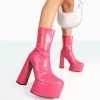 Parker Pink Patent Croc Platform Pointed Toe Block Heeled Ankle Boots -Chic Footwear Shop c a23d050e afe9 40aa a275 0250037dfd50