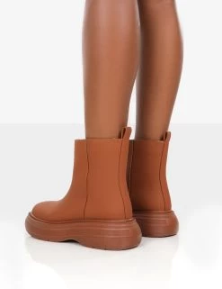 Caia Tan Platform Chunky Sole Ankle Boot -Chic Footwear Shop caiabrowback