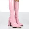 Caryn Pink Patent Knee High Heeled Boots