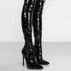 Confidence Black Patent Stiletto Heeled Over The Knee PU Boot 2 Confidence Black Patent Stiletto Heeled Over The Knee PU Boot -Chic Footwear Shop confidence0008