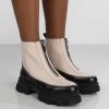 Direction Bone Pu Zip Front Platform Chunky Sole Ankle Boot -Chic Footwear Shop evoke0042