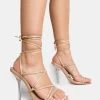 NOBU NUDE PU LACE UP ROUND TOE PERSPEX STILETTO HEELS -Chic Footwear Shop flipnude 1e4866b0 ace4 48c7 97e4 d139f57e29d7