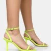 Yara Lime Pu Barely There Mid Stiletto Heels -Chic Footwear Shop flipped2