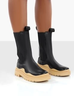 Oakley Black And Butter Platform Chunky Sole Ankle Boots