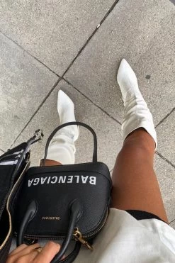 Mine Wide Fit White PU Knee High Boots -Chic Footwear Shop mine 002 7d8c153d b593 4469 82a4 9581b26580b0