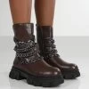 Restrain Chocolate Pu Chain Detail Platform Chunky Sole Ankle Boot 2 Restrain Chocolate Pu Chain Detail Platform Chunky Sole Ankle Boot -Chic Footwear Shop restrain0019