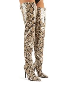 Rita Snakeskin Stiletto Heeled Over The Knee Boots -Chic Footwear Shop rita snake pu 1