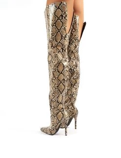 Rita Snakeskin Stiletto Heeled Over The Knee Boots -Chic Footwear Shop rita snake pu 2